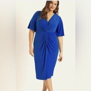 Eloquii Twist Midi Dress Blue Jersey Stretch